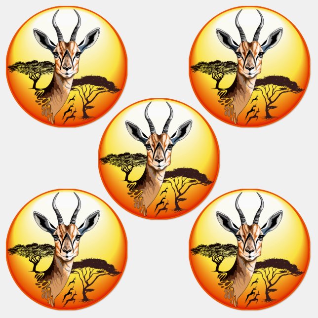 Gazelle African Antelope Wild  Animal Labels (Group)