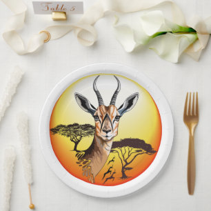 Gazelle African Antelope Wild Animal Paper Plates