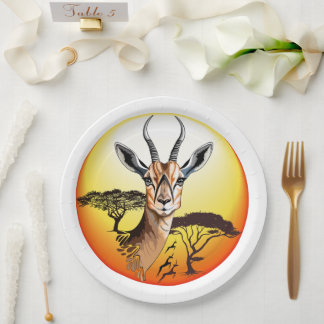 Gazelle African Antelope Wild  Animal Paper Plates