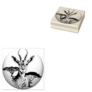 Gazelle African Antelope Wild Animal Rubber Stamp