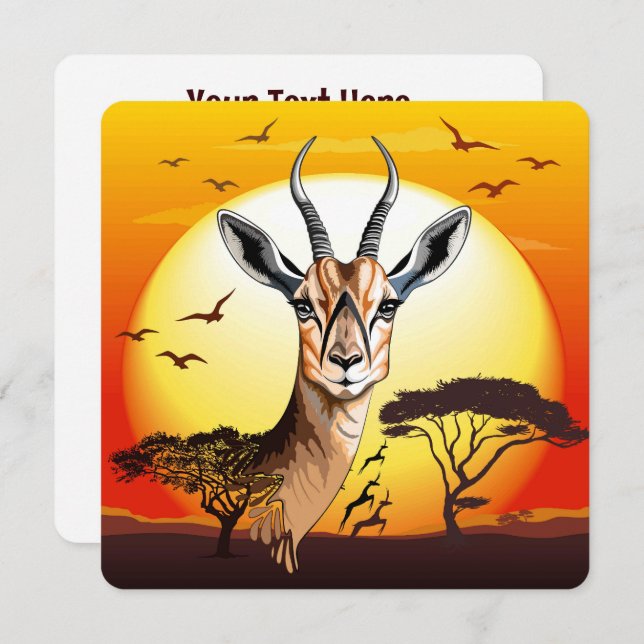 Gazelle African Antelope Wild  Animal Save The Date (Front/Back)