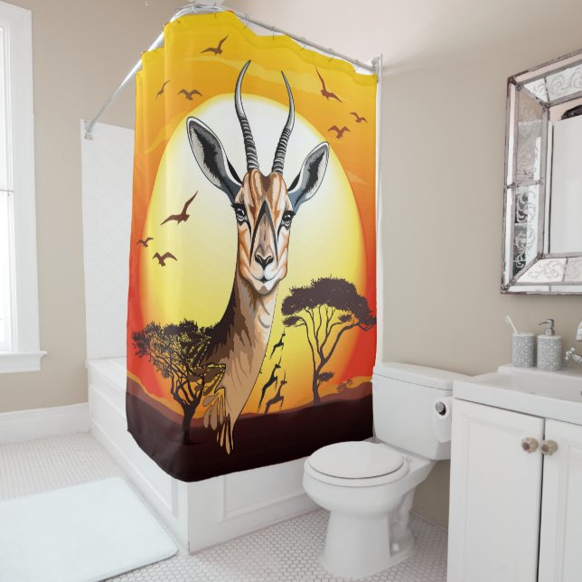 Gazelle African Antelope Wild  Animal Shower Curtain (In Situ)