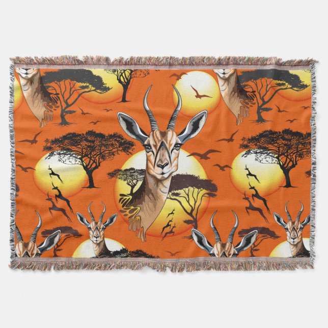 Gazelle African Antelope Wild  Animal Throw Blanket (Front)