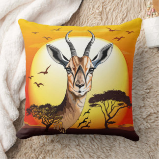 Gazelle African Antelope Wild Animal Throw Pillow