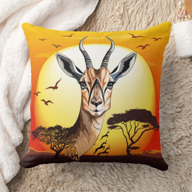 Gazelle African Antelope Wild  Animal Throw Pillow (Blanket)