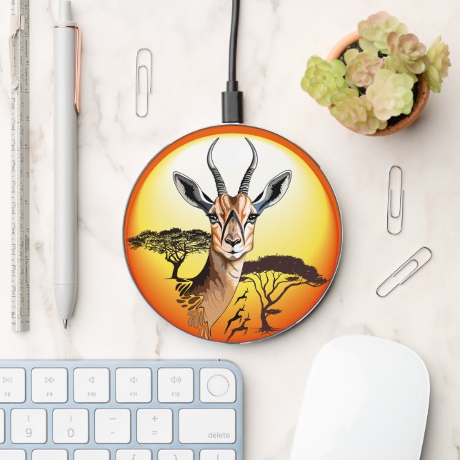 Gazelle African Antelope Wild  Animal Wireless Charger (Desk)