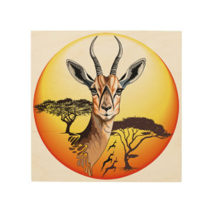 Gazelle African Antelope Wild Animal Wood Wall Art