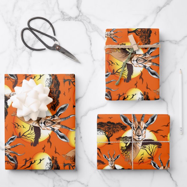 Gazelle African Antelope Wild  Animal Wrapping Paper Sheets (Front)