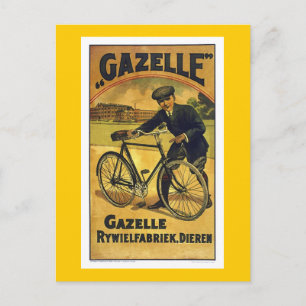 Gazelle Cycles Vintage Bicycle Poster Postcard