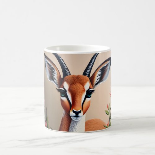 Gazelle Floral Animal Portrait Coffee Mug
