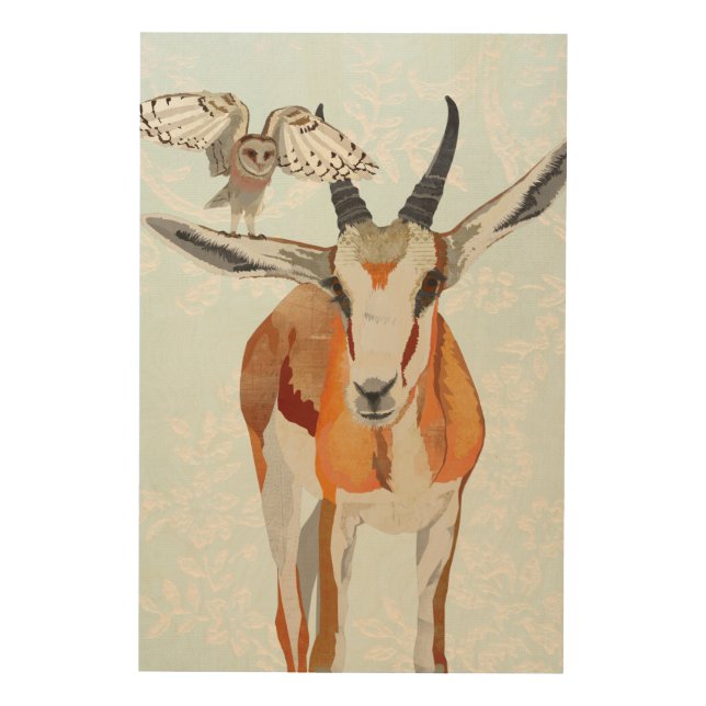 GAZELLE & OWL Wooden Canvas Wood Wall Art (Front)