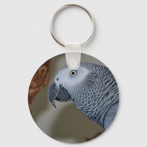 Gazing Congo African Grey Parrot Keychain
