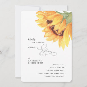 Gazing Sunflower Elegant Rounded Bridal Shower Invitation