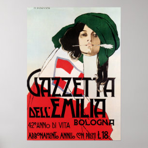 GAZZETTA DELL EMILIA Bologna by Marcelo Dudovich Poster
