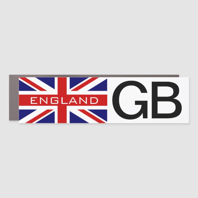 GB car magnet with British Union jack flag (Front)