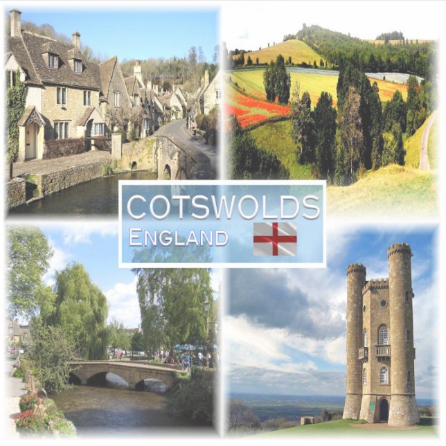 GB Cotswolds, Castle Combe, panorama of Field,  Sticker (Front)