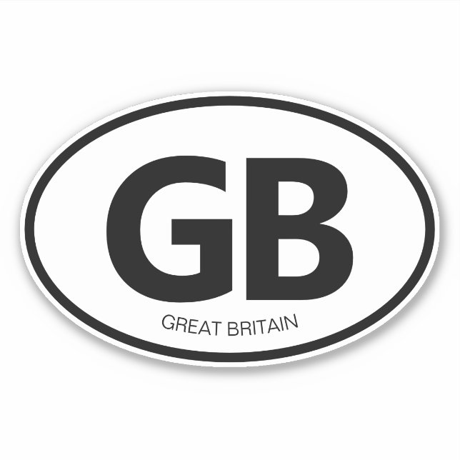 GB country code oval vinyl sticker for car (Front)