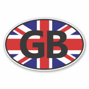 GB country code Union Jack flag oval vinyl Sticker