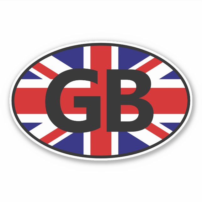 GB country code Union Jack flag oval vinyl Sticker (Front)
