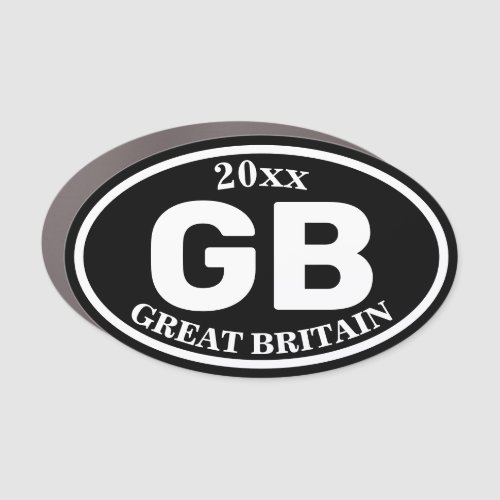 GB Great Britain 2 Letter Euro Black Custom Oval Car Magnet