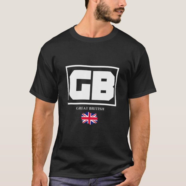 GB Great British with UK Flag Illustration Graphic T-Shirt (Front)