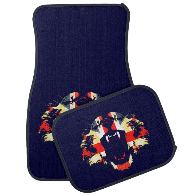 GB Lion roar flag graphic art car mats (Set)