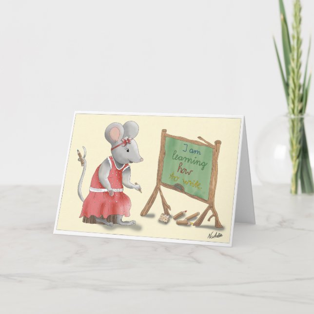 GB School enrollment card, lovingly hand-drawn gir Card (Front)