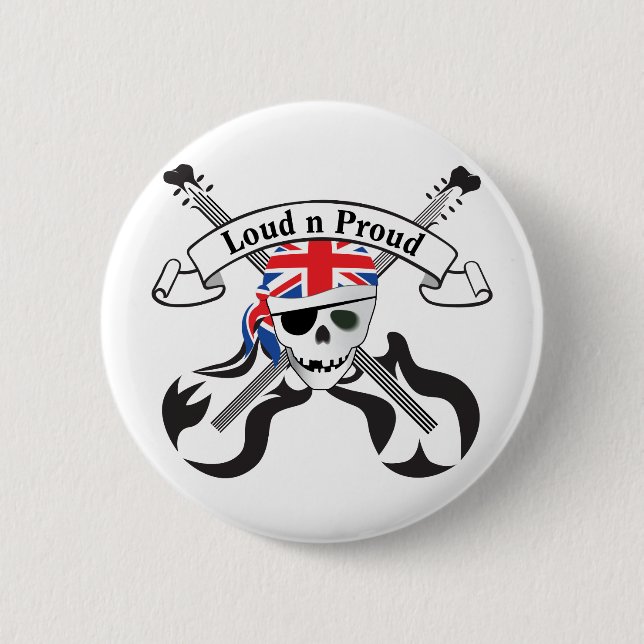 GB Scull & Guitars Pinback Button (Front)