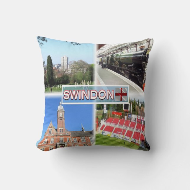 GB Swindon ^ Town Centre - Railway Museum - Town Throw Pillow (Front)