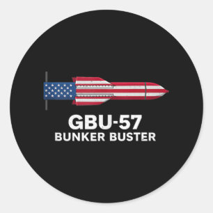 Gbu-57 Bunker Buster American Flag 4th Of July Tan Classic Round Sticker