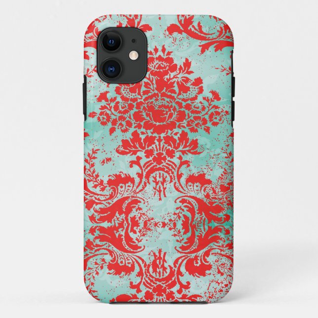 GC 2 Vintage Turquoise Red Damask Case Mate (Back)