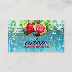 GC Adore in Roses Vintage Turquoise Blue Business Card