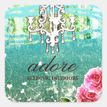 Gc Adore Vintage Blue Square Sticker by TheGreekCookie at Zazzle