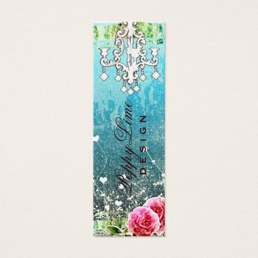 Customizable GC Adore Vintage Crystals Turquoise Metallic Business Card