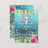 GC Adore Vintage Crystals Turquoise Metallic Business Card (Front/Back)