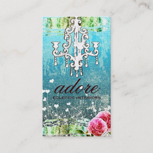 GC Adore Vintage Turquoise Gold Metallic Business Card Template