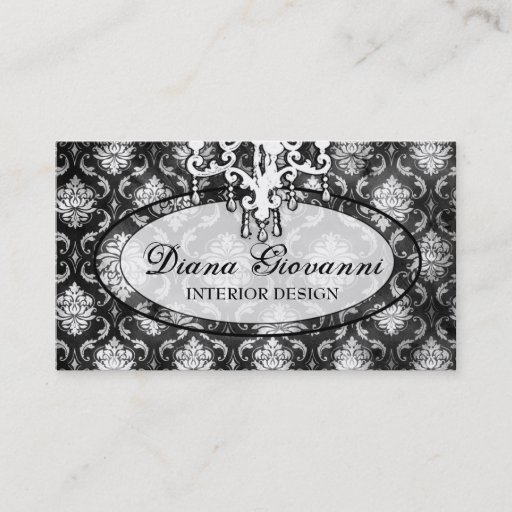 Customizable GC Adoring Damask Black White Business Card Template