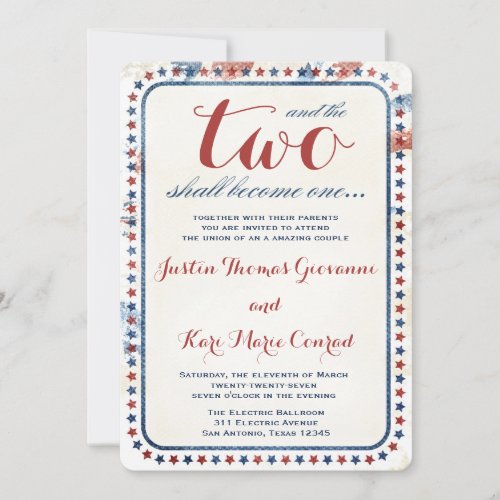 GC All American Red White Blue Wedding Ivitation Custom Announcement