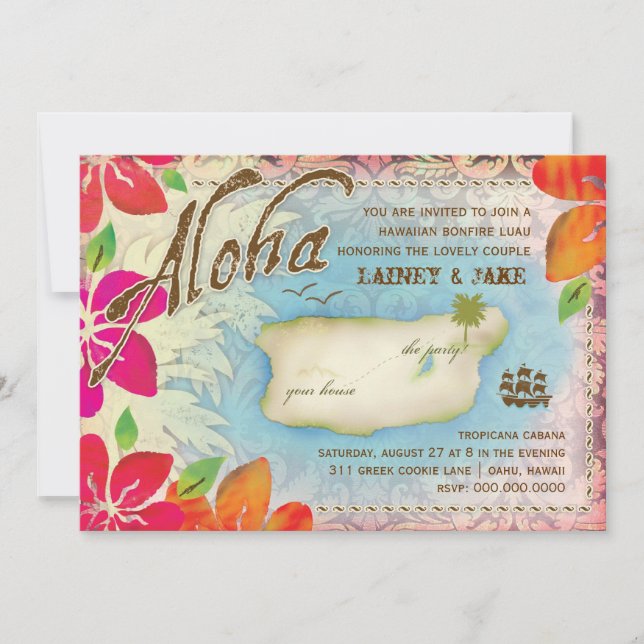 GC Aloha Luau Island Rehearsal Dinner Invitation (Front)