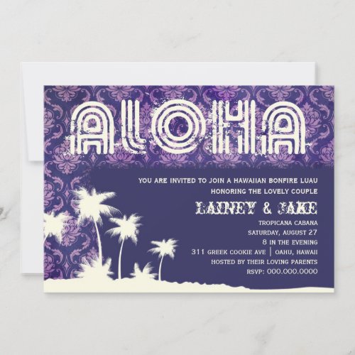 GC Aloha Luau Palm Purple Custom Announcement