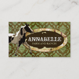 GC   "AnnaBelles" Horse Ranch   Green & Yellow Business Card
