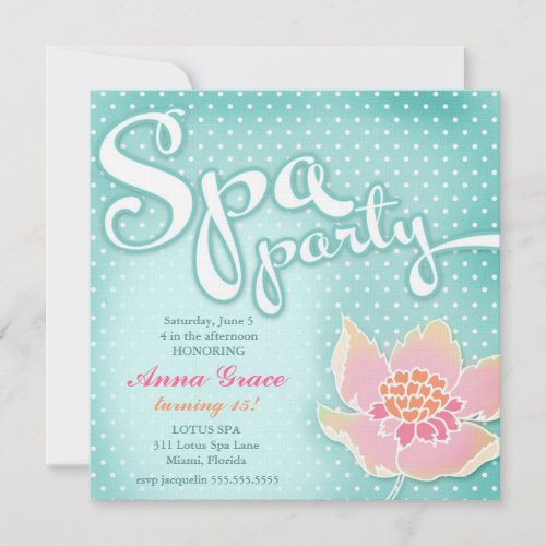 GC Aqua Spa Party Lotus Custom Invitation