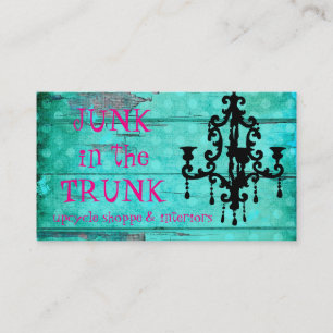 GC Aqua Vintage Wood & Chandelier 2 Business Card
