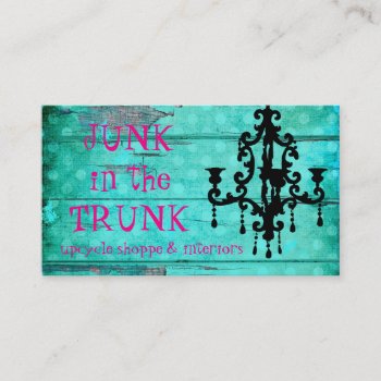 Gc Aqua Vintage Wood & Chandelier 2 Business Card by TheGreekCookie at Zazzle