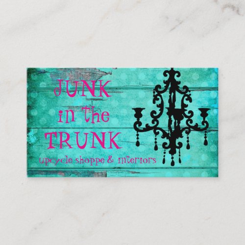 GC Aqua Vintage Wood  Chandelier 2 Business Card