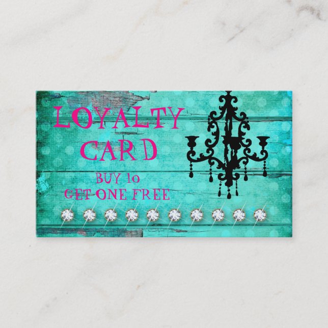 GC Aqua Vintage Wood Loyalty Card (Front)