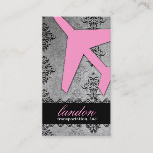 GC AVIATION TAKE OFF Gray Damask Business Card