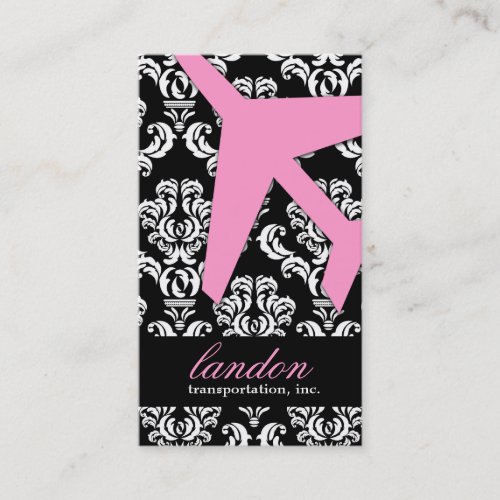 GC  AVIATION TAKE OFF Pink Damask Business Card