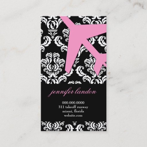 Customizable GC | AVIATION TAKE OFF Pink Damask Business Cards