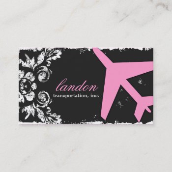 Gc Aviation Take Off Pink Damasn Business Card by TheGreekCookie at Zazzle